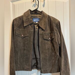 Beautiful Express Brown Suede Crop Jacket Size XS EUC